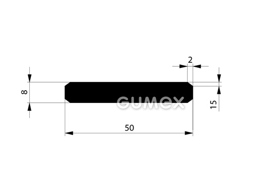 Gumový profil tvaru "I", 50x8mm, 70°ShA, EPDM, -40°C/+100°C, čierny